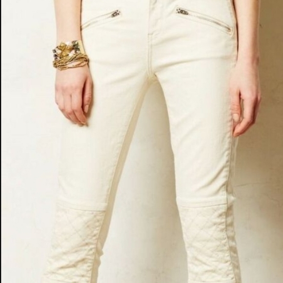 Anthropologie Pilcro SERIF Cream Moto  Jeans - Picture 13 of 13